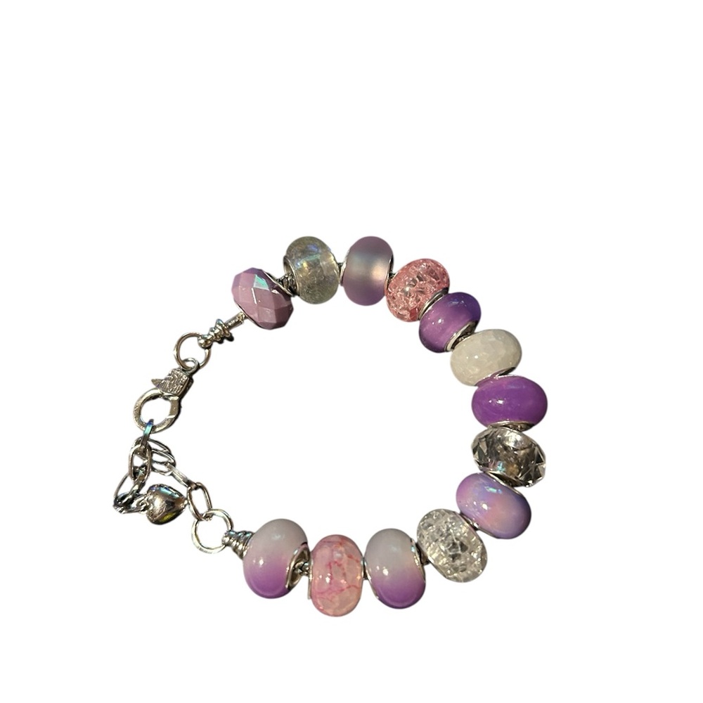 Elegant Purple and Pink Beaded Bracelet